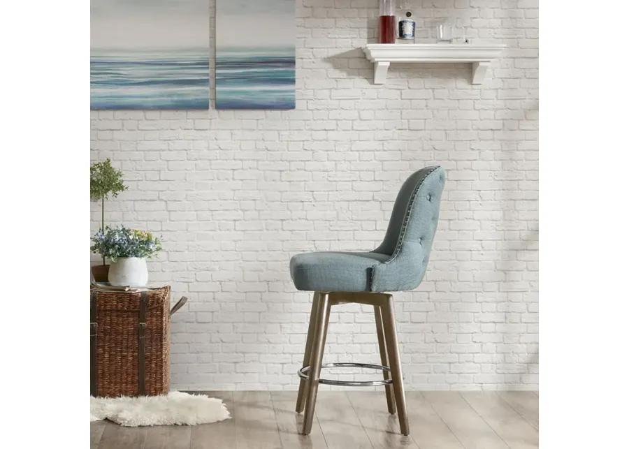 Madison Park Kobe Blue Counter Stool with Swivel Seat