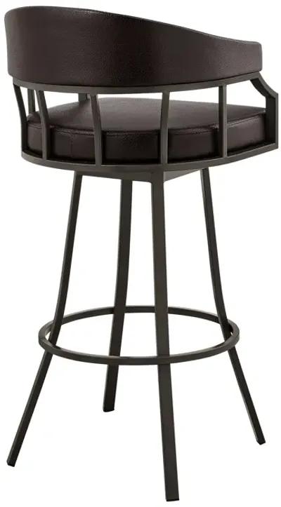 Palmdale 30" Swivel Brown Faux Leather and Java Brown Metal Bar Stool