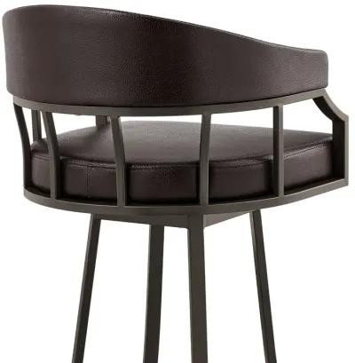 Palmdale 30" Swivel Brown Faux Leather and Java Brown Metal Bar Stool