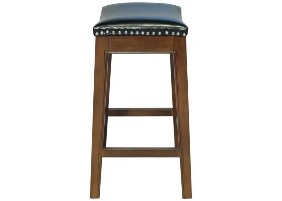 Elmo KD Bonded Leather Counter Stool, Black