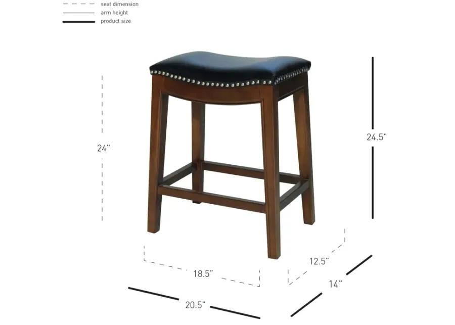 Elmo KD Bonded Leather Counter Stool, Black