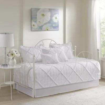 Madison Park Rosie White 6 Piece Daybed Cover Set with Bedskirt and Throw Pillow