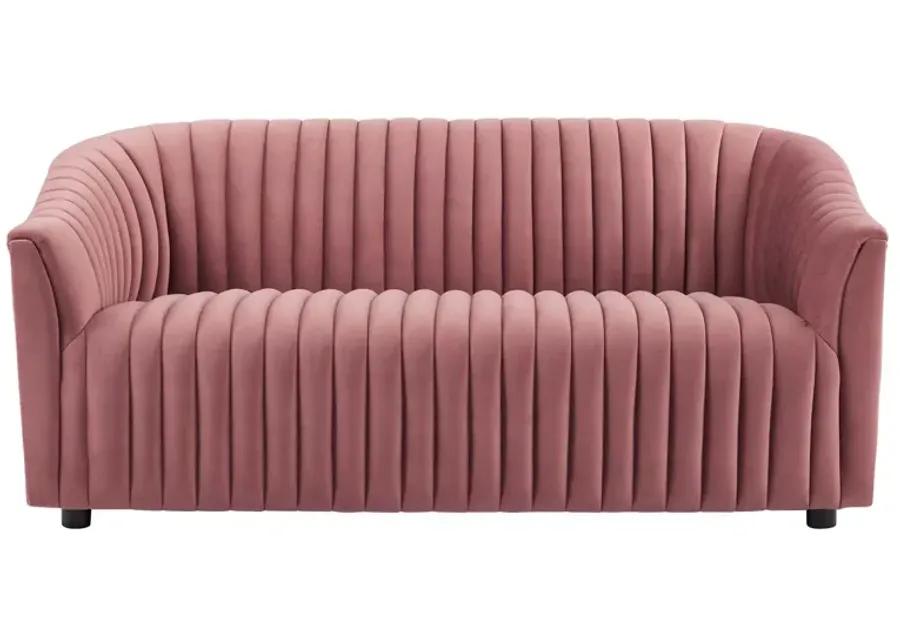 Announce Performance Velvet Channel Tufted Loveseat