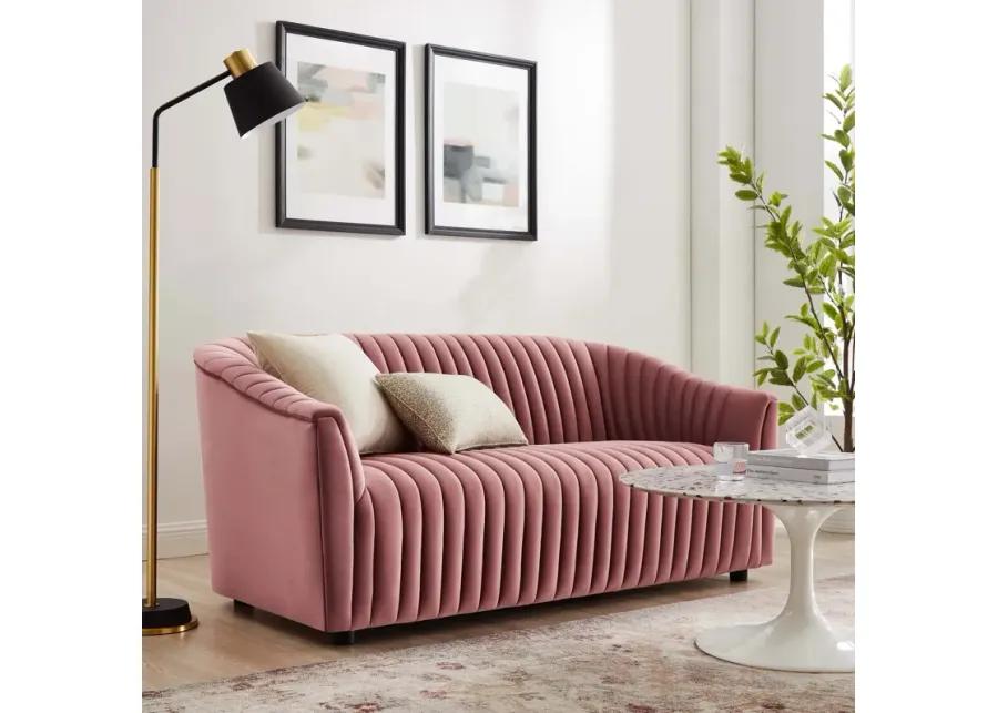 Announce Performance Velvet Channel Tufted Loveseat