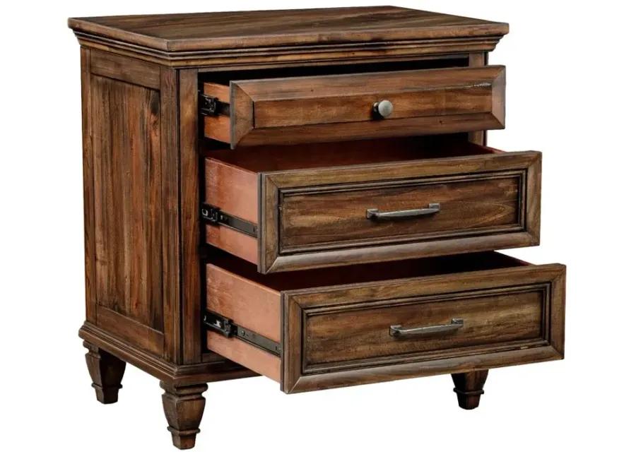 Avenue 3-drawer Nightstand Weathered Burnished Brown