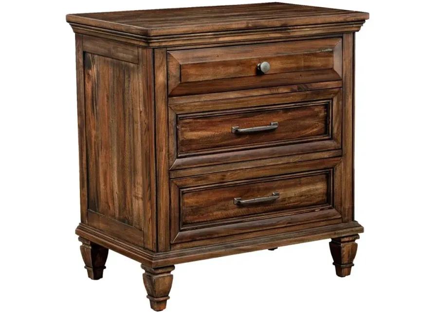 Avenue 3-drawer Nightstand Weathered Burnished Brown