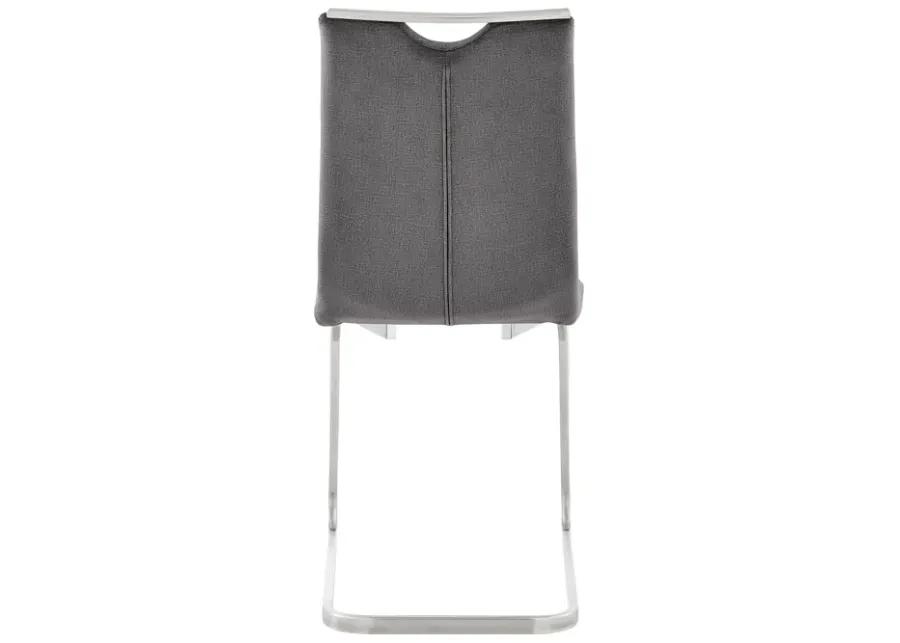 Pacific Dining Room Accent Chair in Gray Fabric and Brushed Stainless Steel Finish - Set of 2