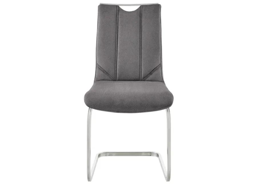 Pacific Dining Room Accent Chair in Gray Fabric and Brushed Stainless Steel Finish - Set of 2