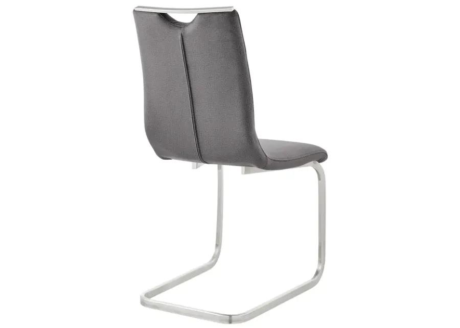 Pacific Dining Room Accent Chair in Gray Fabric and Brushed Stainless Steel Finish - Set of 2