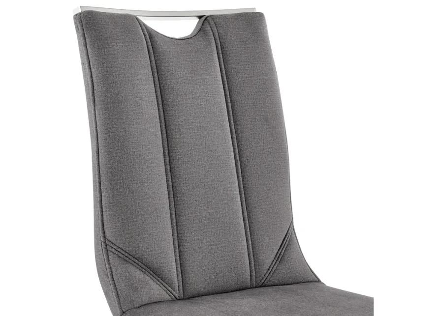 Pacific Dining Room Accent Chair in Gray Fabric and Brushed Stainless Steel Finish - Set of 2