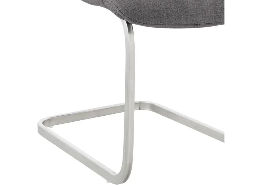 Pacific Dining Room Accent Chair in Gray Fabric and Brushed Stainless Steel Finish - Set of 2