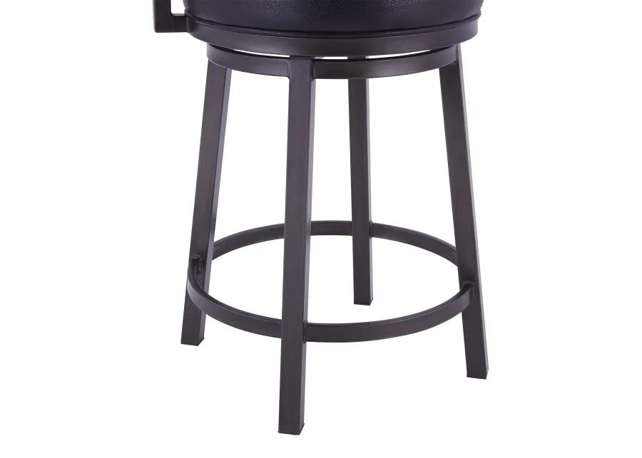 Titana 30" Bar Height Metal Swivel Barstool in Ford Black Pu and Mineral Finish