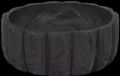 Wood, 9" Scalloped Bowl, Black