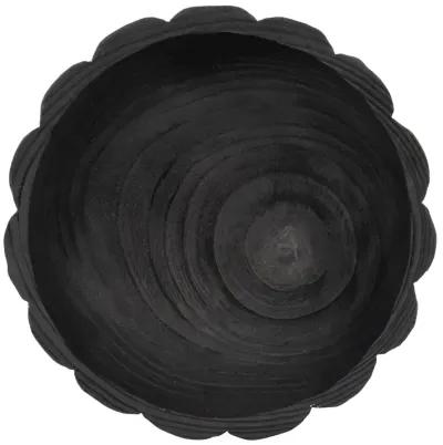 Wood, 9" Scalloped Bowl, Black