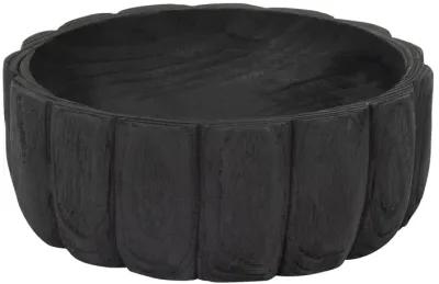 Wood, 9" Scalloped Bowl, Black