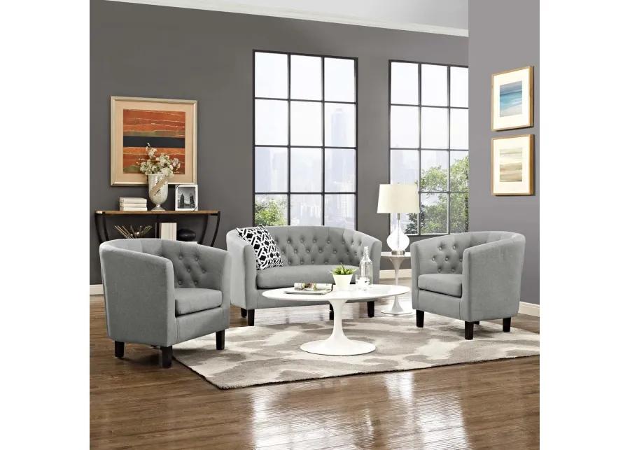 Prospect 3 Piece Upholstered Fabric Loveseat and Armchair Set