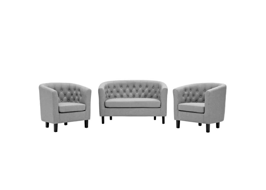 Prospect 3 Piece Upholstered Fabric Loveseat and Armchair Set