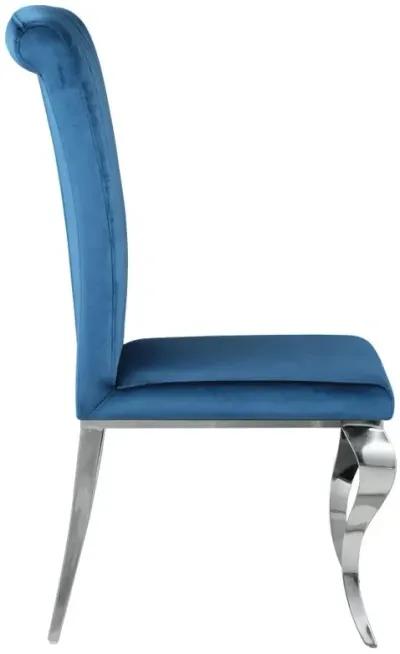 Betty Upholstered Side Chairs Teal and Chrome (Set of 4)