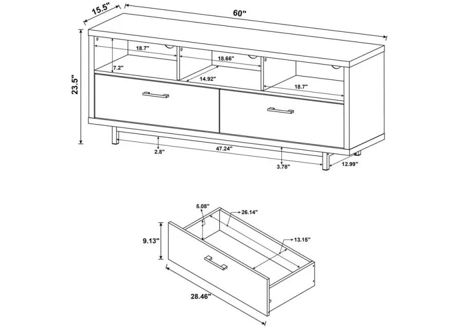 Casey 2-drawer Rectangular TV Console Cappuccino