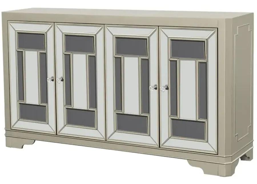 Toula 4-door Accent Cabinet Smoke and Champagne