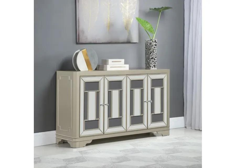 Toula 4-door Accent Cabinet Smoke and Champagne