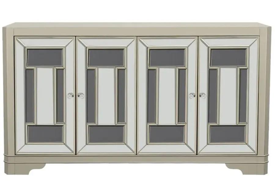 Toula 4-door Accent Cabinet Smoke and Champagne