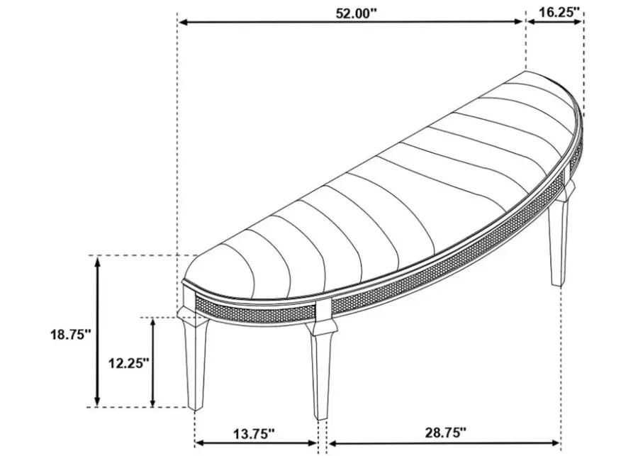 Coulter Upholstered Demilune Bench Ivory And Silver Oak