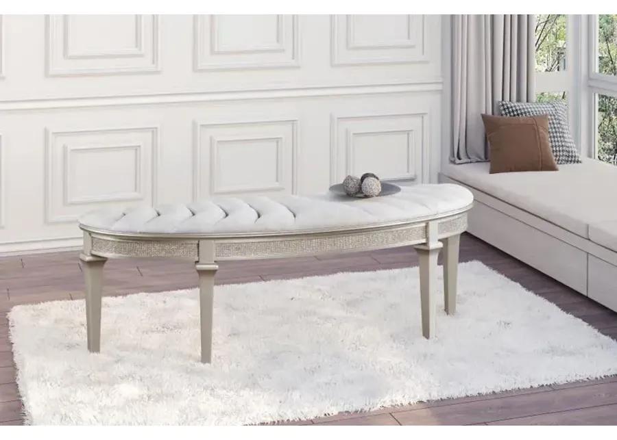 Coulter Upholstered Demilune Bench Ivory And Silver Oak