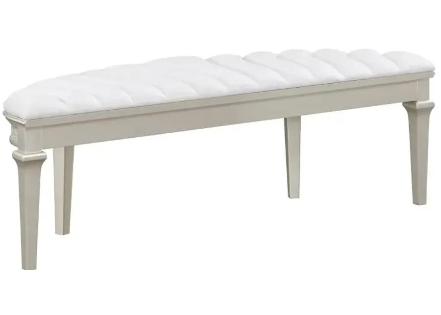 Coulter Upholstered Demilune Bench Ivory And Silver Oak