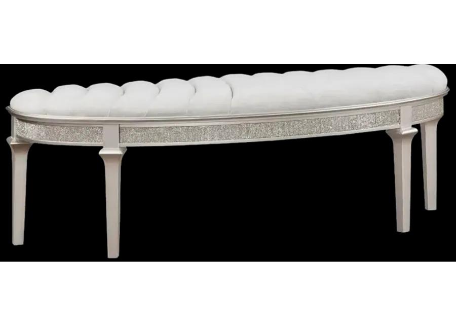 Coulter Upholstered Demilune Bench Ivory And Silver Oak