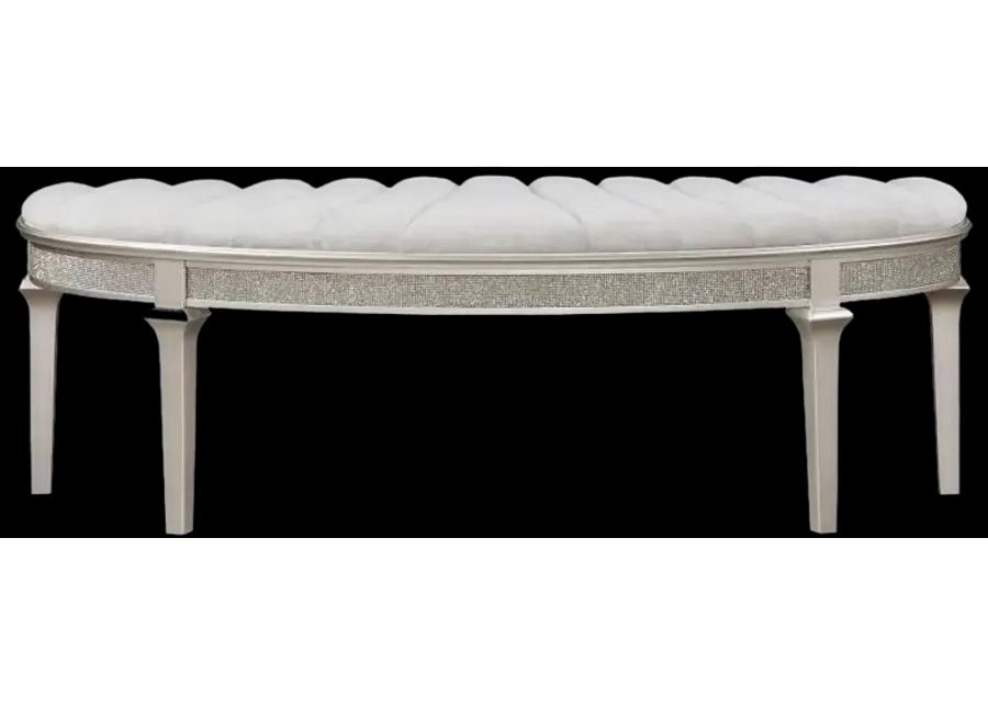 Coulter Upholstered Demilune Bench Ivory And Silver Oak