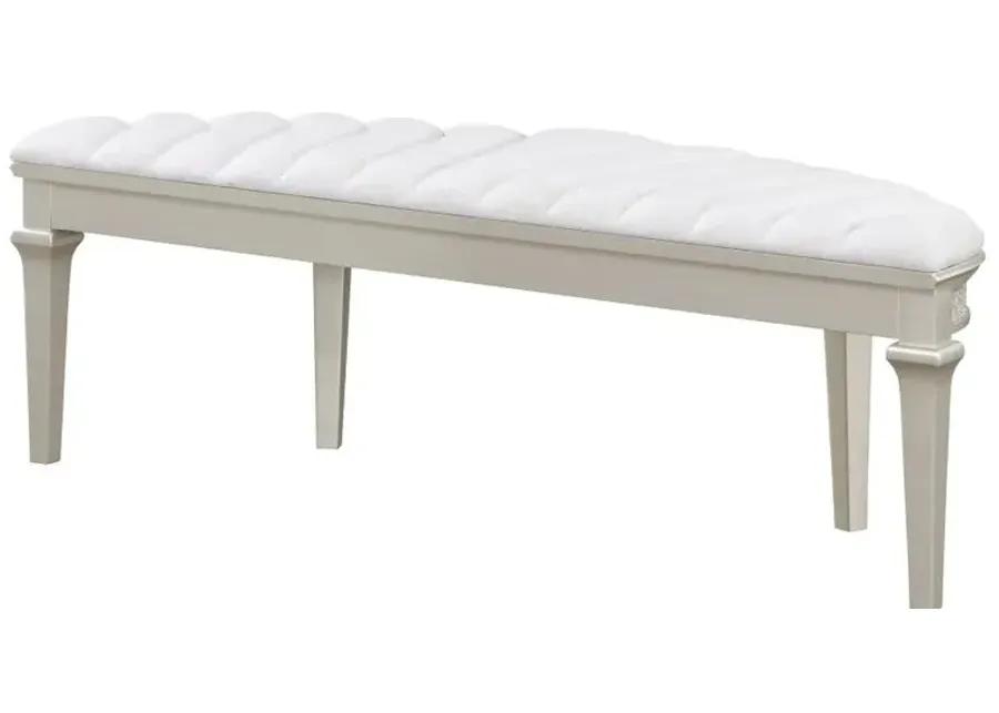 Coulter Upholstered Demilune Bench Ivory And Silver Oak