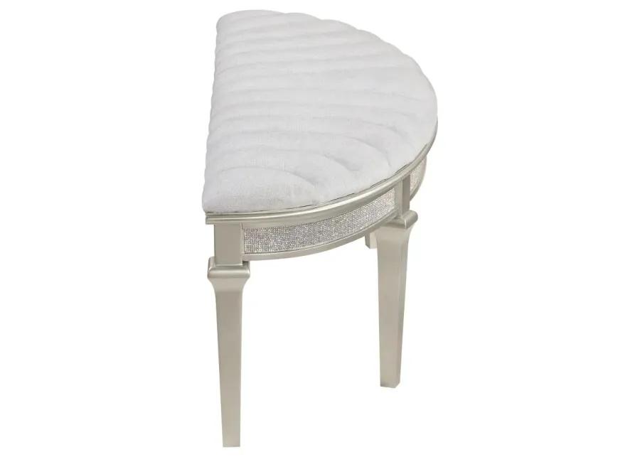 Coulter Upholstered Demilune Bench Ivory And Silver Oak