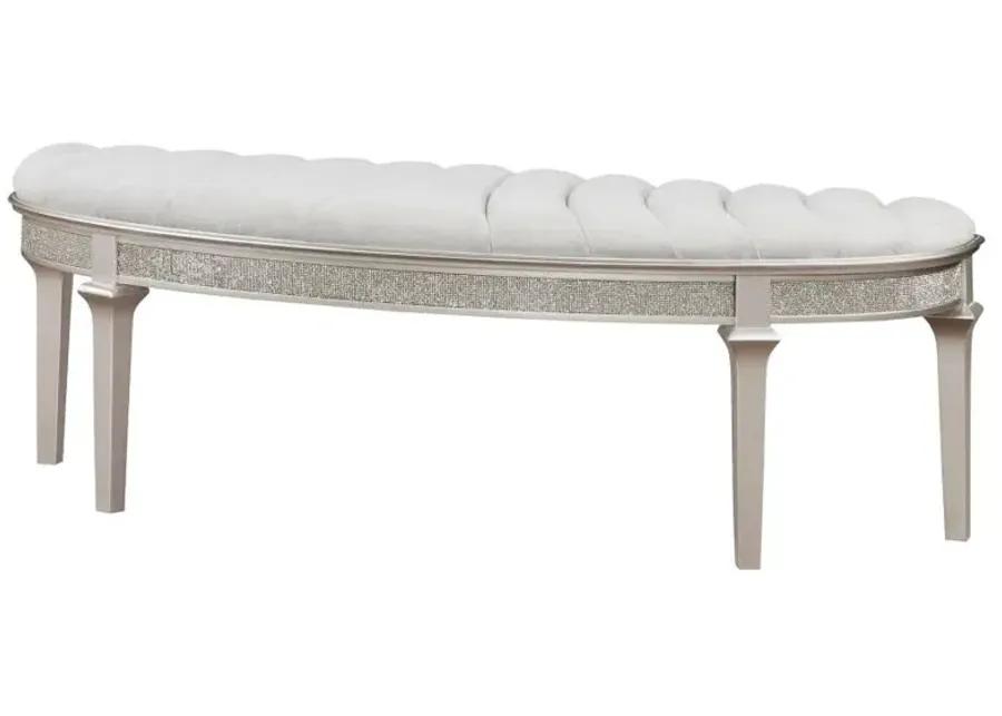 Coulter Upholstered Demilune Bench Ivory And Silver Oak