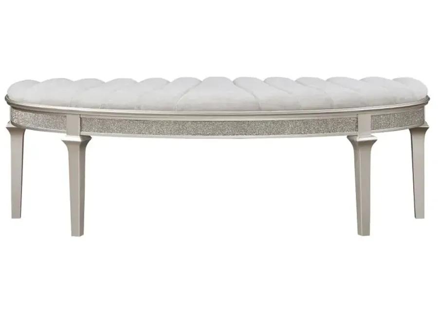 Coulter Upholstered Demilune Bench Ivory And Silver Oak