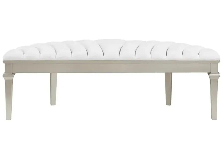 Coulter Upholstered Demilune Bench Ivory And Silver Oak