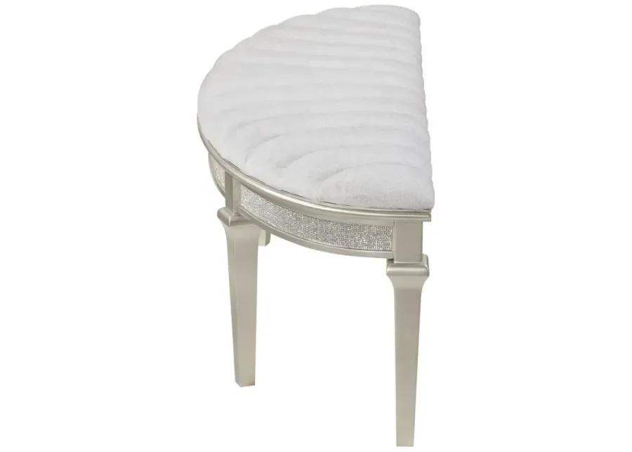 Coulter Upholstered Demilune Bench Ivory And Silver Oak