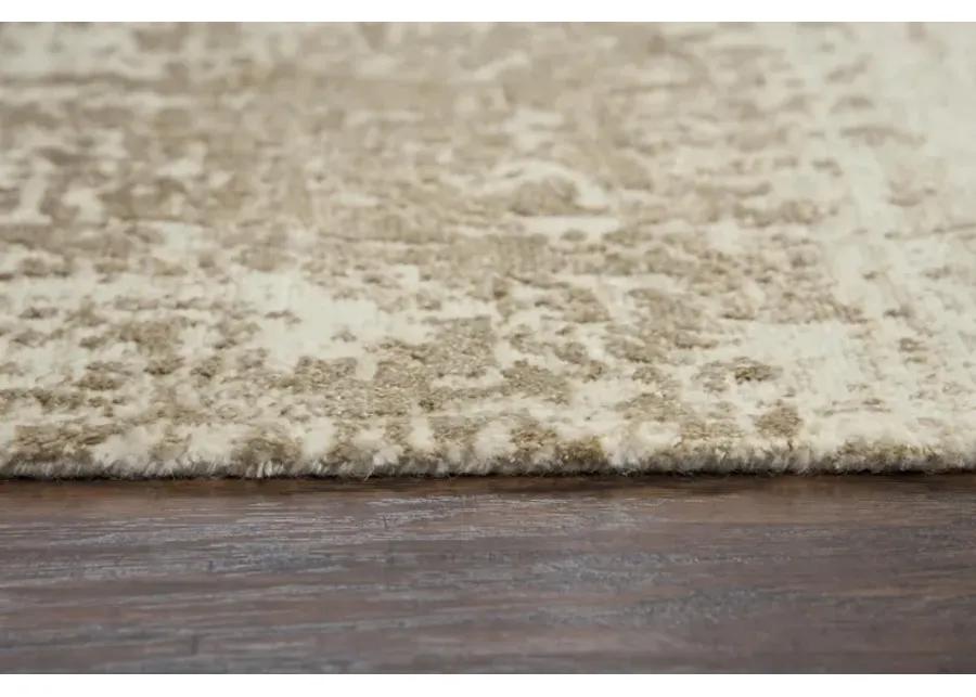 Artistry Beige Abstract NZ Wool/Tencel Blend 2'6" x 8' Runner Rug