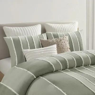 3 Piece Striped Cotton Duvet Cover Set