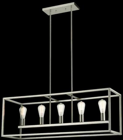 Williamsport 37" Wide 5-Light Linear Chandelier - Brushed Nickel