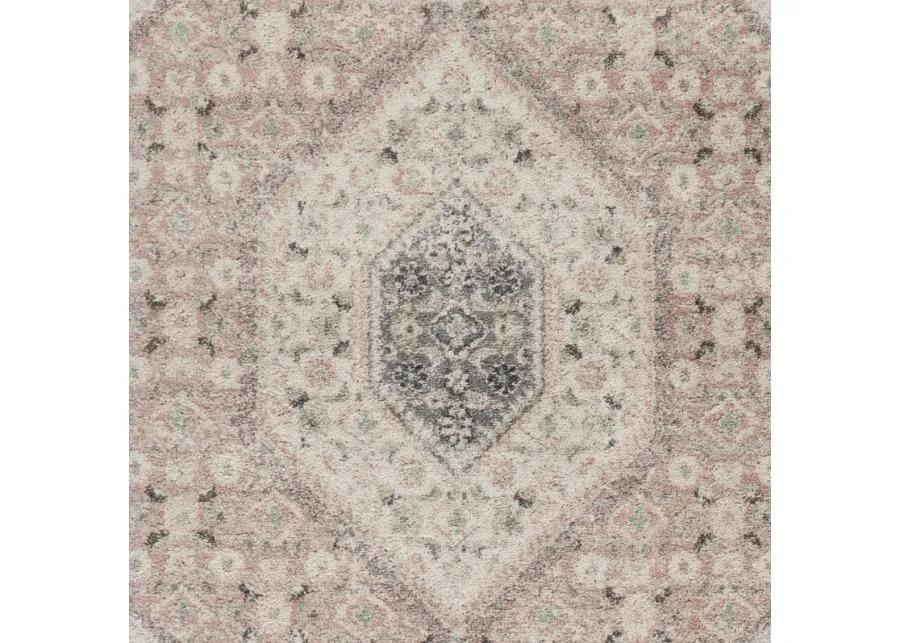 Dusky Blush/ Cream Oriental Floral Medallion Indoor Area Rug 5'2" x 7'2"