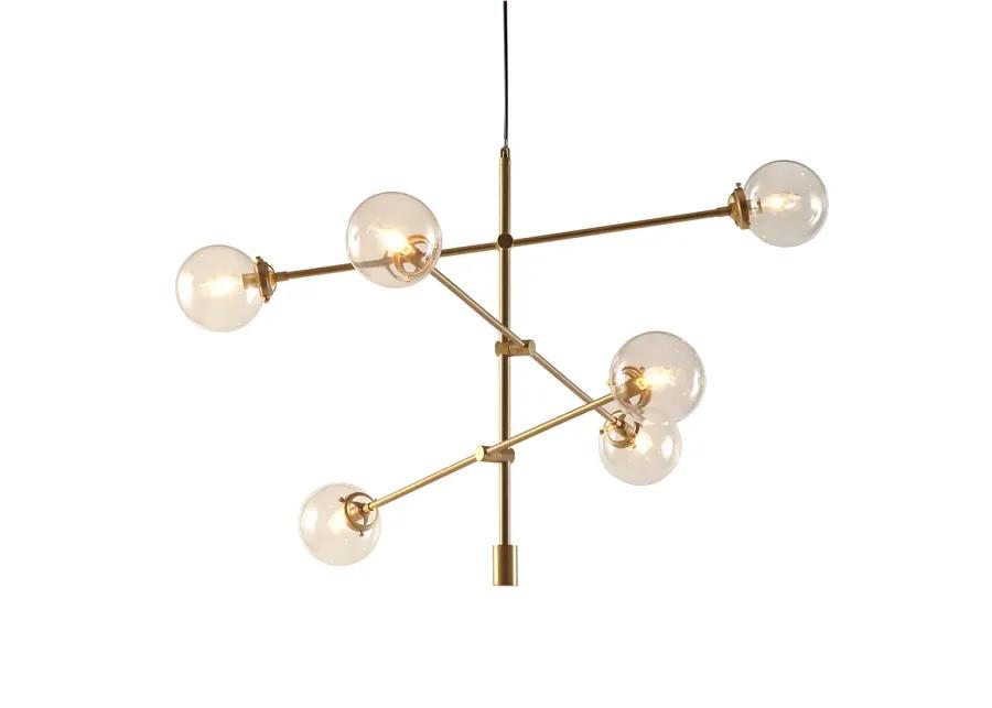 INK+IVY Cyrus Gold 6-Globe Light Architectural Metal Chandelier