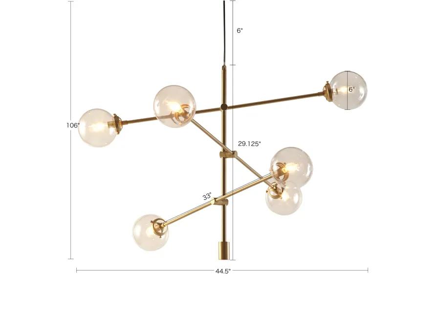 INK+IVY Cyrus Gold 6-Globe Light Architectural Metal Chandelier