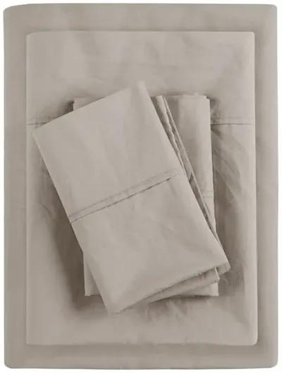 Madison Park Peached Percale Khaki 200 Thread Count Relaxed Cotton Percale Sheet Set