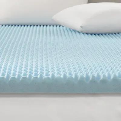 Sleep Philosophy 3" Gel Memory Foam Blue All Season Reversible Hypoallergenic Cooling Mattress Topper