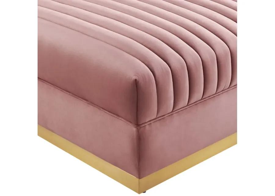 Sanguine Channel Tufted Performance Velvet Sectional Ottoman