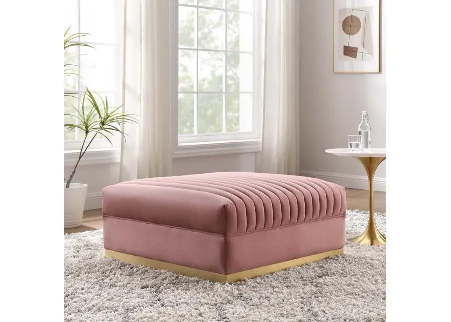 Sanguine Channel Tufted Performance Velvet Sectional Ottoman