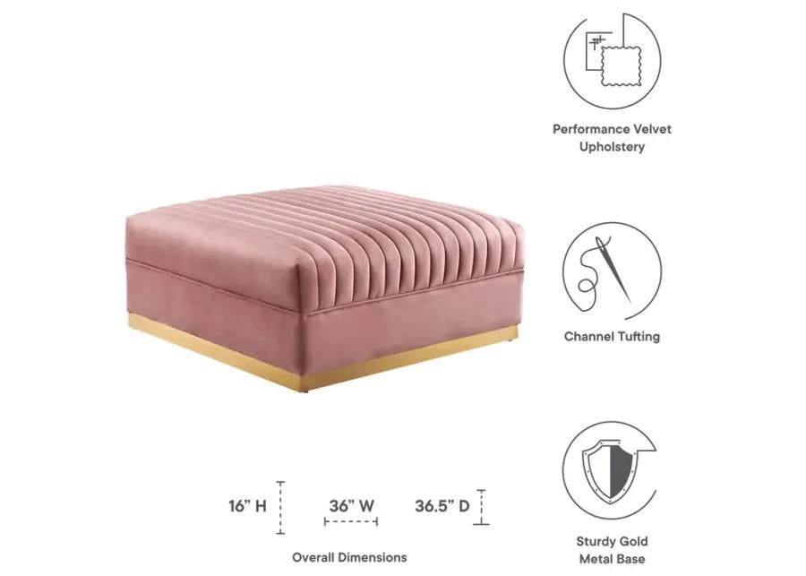 Sanguine Channel Tufted Performance Velvet Sectional Ottoman