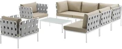 Harmony 8 Piece Outdoor Patio Aluminum Sectional Sofa Set