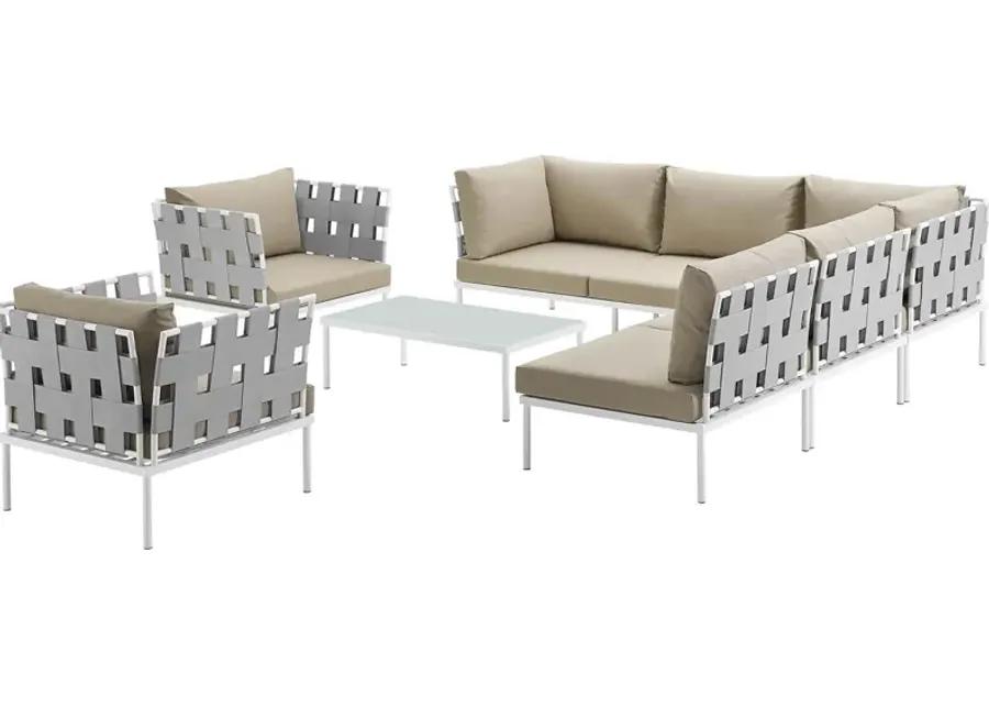 Harmony 8 Piece Outdoor Patio Aluminum Sectional Sofa Set